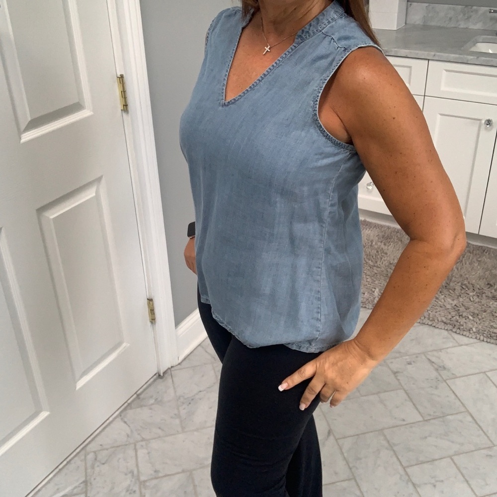 Michael Stars Denim Lace-up Back Tank